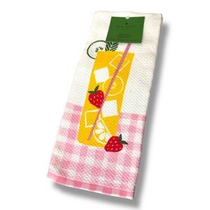 Kate Spade Kitchen Set of 2 Towels 100% Cotton Strawberry and Lemonade Print NWT